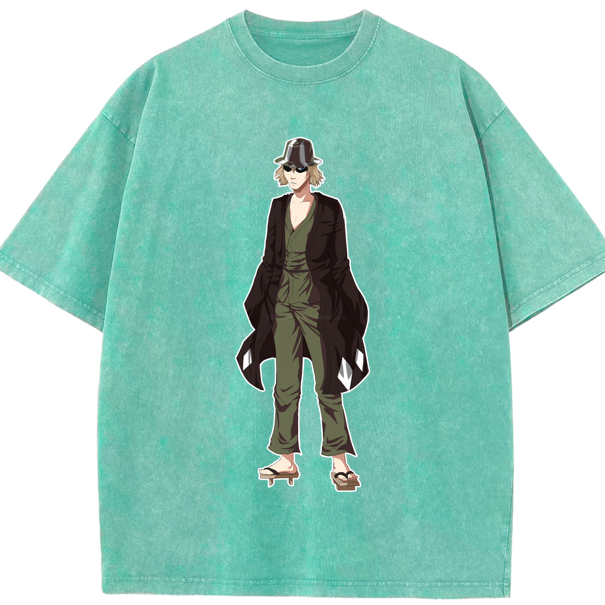 （画像用） "ブリーチ 浦原 喜助（うらはら きすけ） BLEACH Urahara Kisuke " 綿100% ヴィンテージ風 半袖Tシャツ（フロントプリント）